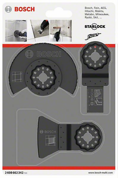 Bosch Fliesen-Basis-Set für Multifunktionswerkzeuge, 3-teilig, VE: 10 Stück, 2608662342
