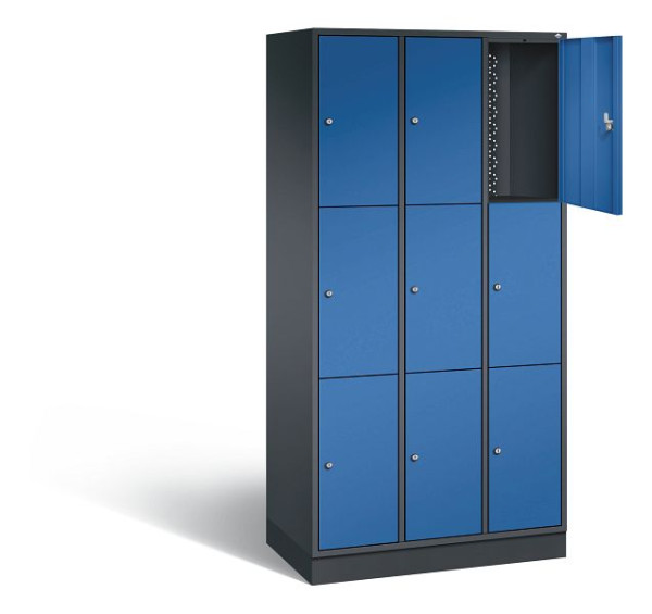C+P Schließfachschrank Intro, H1950xB920xT490mm, Farbe: Schwarzgrau / Enzianblau, 8370-301 S10056