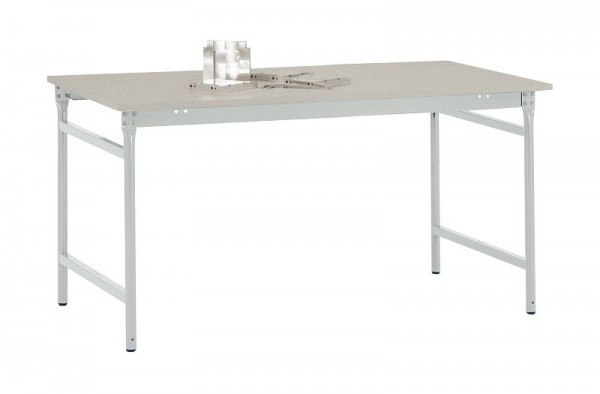 Manuflex Beistelltisch BASIS stationär mit Melamin-Tischplatte in Lichtgrau RAL 7035, BxTxH: 1000 x 600 x 780 mm, Lichtgrau, BB3011.7035