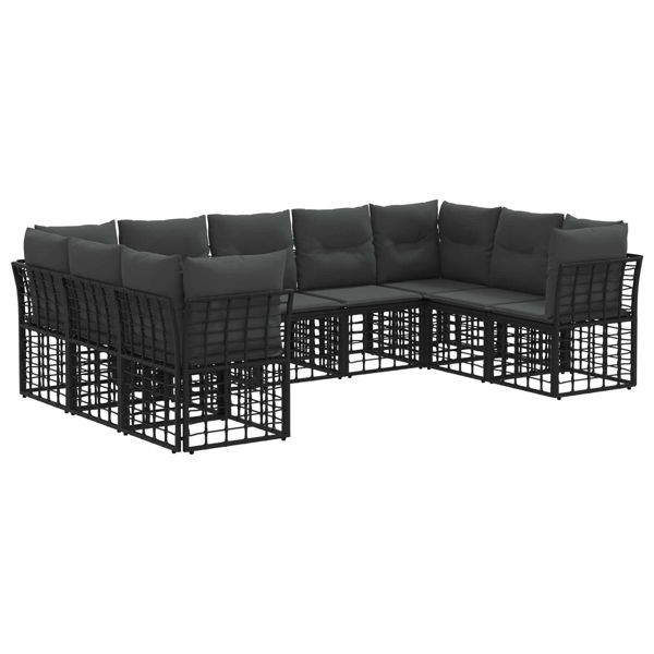 vidaXL Outdoor-Sofagarnitur Schwarz und Dunkelgrau Polyester, 3437549