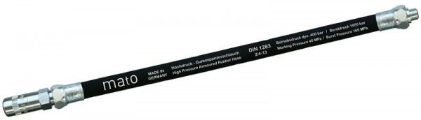 MATO Hochdruck-Gummipanzerschlauch mit 4-Backen-Hydraulik-Greifmundstück RH-100C 1 m, Anschlussgewinde M10x1, 3259020