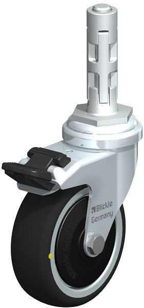 Blickle LRA-PATH 75K-FI-ELS-FK-E01 Apparate-Lenkrolle mit Expander & Feststeller, Thermoplastisches Polyurethan, Grau, 848625