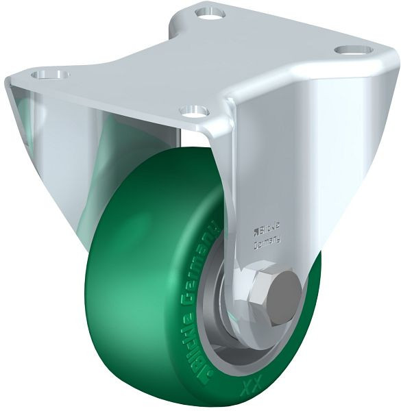 Blickle BK-ALST 82K Stahlblech-Bockrolle, schwere Ausführung, mit Anschraubplatte, Blickle Softhane®, Grün, 754092