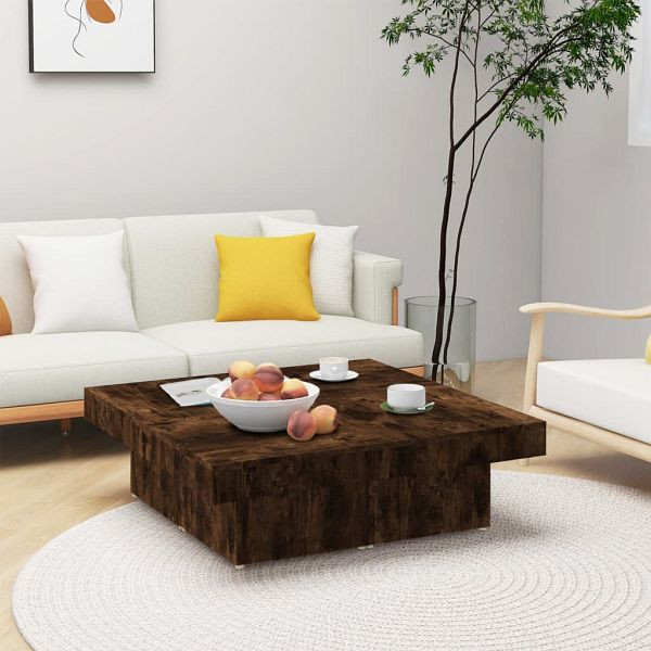 vidaXL Couchtisch Räuchereiche 90x90x28 cm Holzwerkstoff, 826635