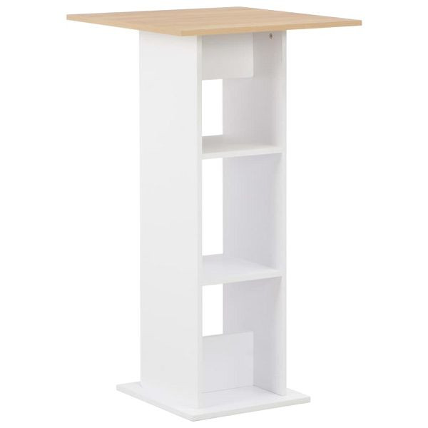 vidaXL Bartisch Weiß und Sonoma-Eiche 60x60x110 cm, 280209
