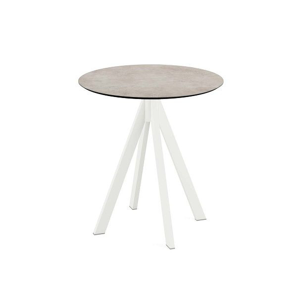 Feros Infinity Terrassentisch Weiß gestell + Moonstone HPL Ø70 cm, 120021370