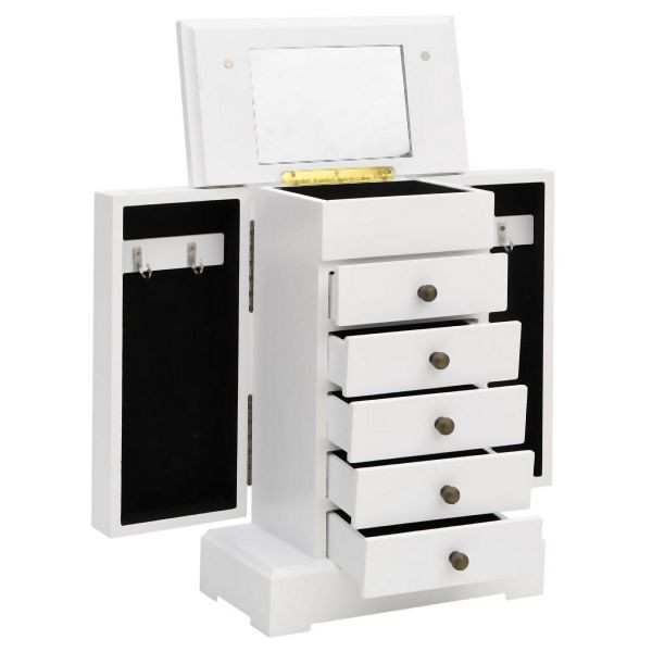 vidaXL Schmuckkasten mit Spiegel MDF 25 x 13,5 x 34 cm, 245753