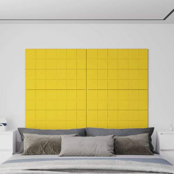 vidaXL Wandpaneele 12 Stück Hellgelb 90x30 cm Stoff 3,24 m², 344123