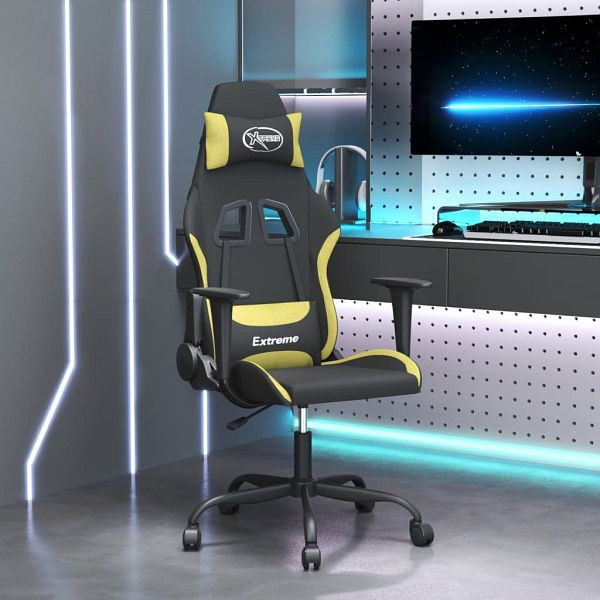 vidaXL Gaming-Stuhl mit Massagefunktion Schwarz und Hellgrün Stoff, 345475