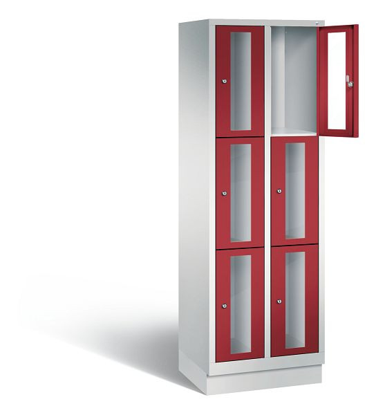 C+P Schließfachschrank Classic, H1800xB610xT500mm, Farbe: Lichtgrau / Rubinrot, 8020A203 S10001