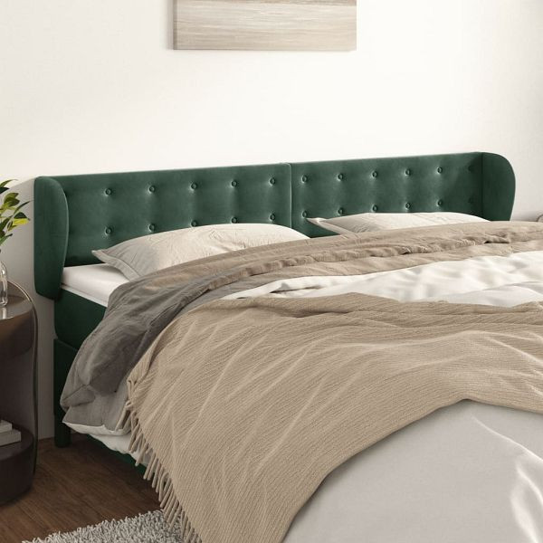 vidaXL Kopfteil mit Ohren Dunkelgrün 163x23x78/88 cm Samt, 3117635