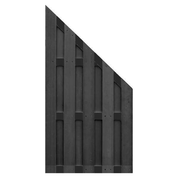 T&J EMDEN-Serie Ecke ANTHRAZIT, 90 x 180/90 cm, WPC-Bretterzaun, 4 Querriegel ALU anthrazit, 44710