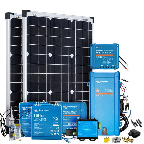 Offgridtec Mobil VeCore S 100W 1280Wh Wohnmobil Solaranlage inkl. MultiPlus12/800/35 Wechselrichter, Batterieladegrät und Laderegler, 4-01-023895-009