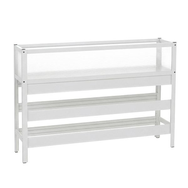 Mendler Hochbeet HWC-P96, Gemüse-/Pflanzbeet Blumenkasten Pflanzkübel Aluminium transparent 82x120x30cm, weiß, 120570