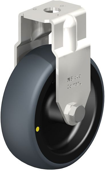 Blickle BRXA-TPA 75G-ELS Edelstahl-Apparate-Bockrolle mit Rückenloch, Thermoplastisches Gummi-Elastomer, Grau, 853218