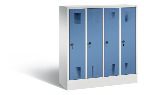 C+P Kindergarten-Spind Evolo, 4 Abteile, H1300xB1190xT300 mm, Grau/Fernblau, 480203-40 S10101