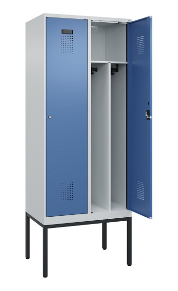 C+P Spind Evolo PLUS, Gestell, 2 Abteile, 2120x800x500mm, 7035/5023, Verschluss Zylinderschloss, 0490307-22F S10035