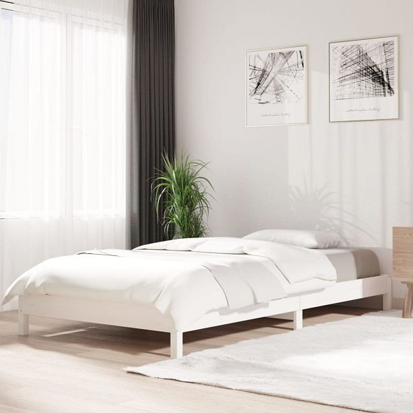 vidaXL Stapelbett Weiß 100x200 cm Massivholz Kiefer, 820388