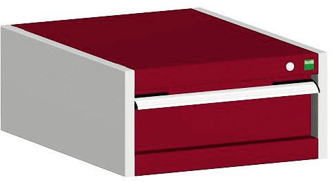 bott cubio Schubladenschrank bestückt mit 1 Schublade BxTxH: 525 x 525 x 250 mm, RAL 7035/3004, 40010001.24V