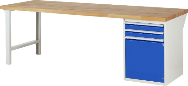 RAU Werkbank Serie 7000 - Baukasten-Bauweise, Unterbau-Container (2x Schublade, 1x Flügeltür), 2500x840x900 mm, 03-7503A1-259B4S.11