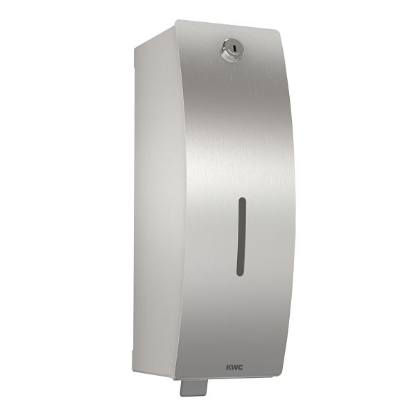 KWC Schaumseifenspender, STRATOS, Edelstahl, 112x305x134 mm, gebogene Front, Zylinderschloss, inklusive 650 ml Schaumseife, 3600008870