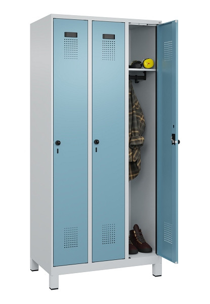 C+P Spind Evolo PLUS, mit Füßen, 3 Abteile, 1950x900x500mm, 7035/0010, Verschluss Drehriegel, Ablageböden 3, 049010-30 S10009