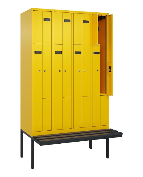 C+P Z-Spind Evolo PLUS, Bank, 8 Fächer, 2120x1200x815mm, 1023/1023, Zylinderschloss, Material Sitzfläche Kunststoff, 0490437-408 S10103