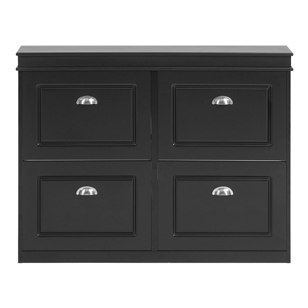 SoBuy Schuhschrank mit 4 Türen Schwarz 105x24x83 cm, Modern, FSR79-SCH