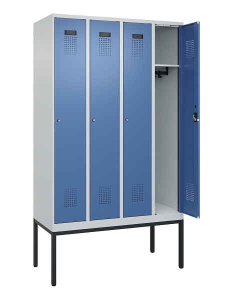 C+P Spind Evolo PLUS, Gestell, 4 Abteile, 2120x1200x500mm, 7035/5023, Verschluss Zylinderschloss, Ablageböden 4, 0490307-40 S10035