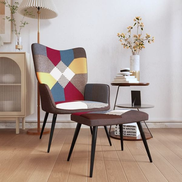vidaXL Relaxsessel mit Hocker Patchwork Stoff, Top-Qualität, 328186