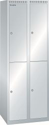 LISTA Garderobenschrank (BxTxH) 600x500x1700mm 2x2 Fächer, glatte Tür, Farbe: Lichtgrau, Zylinderschloss, 94.468.020