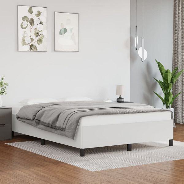 vidaXL Bettgestell Weiß 140x200 cm Kunstleder, 347252, 8720287173014