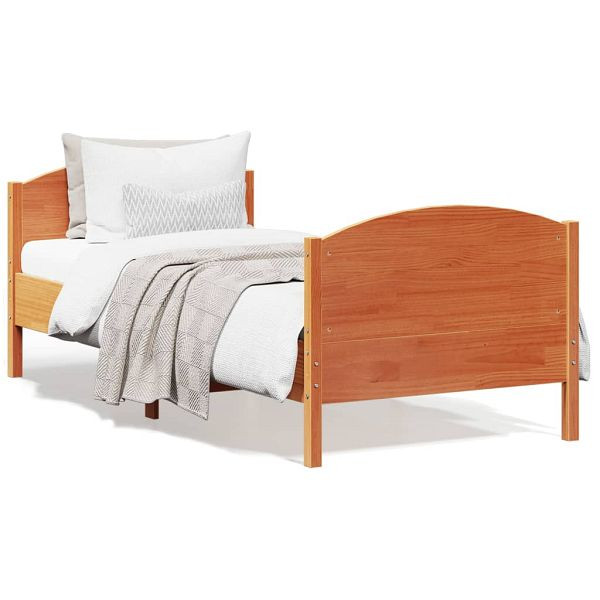 vidaXL Massivholzbett mit Kopfteil Wachsbraun 75x190 cm Kiefer, 842577
