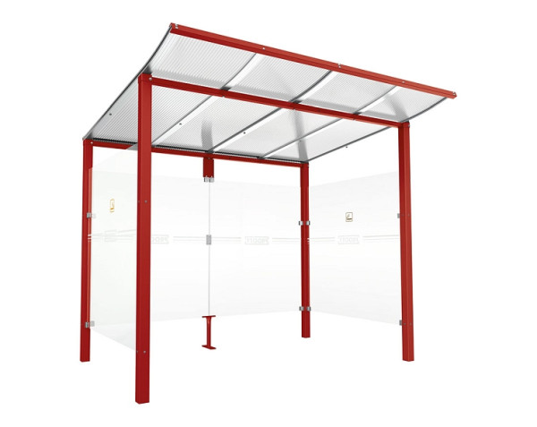 Procity Raucherunterstand Modulo - Ohne Frontverkleidung - Tiefe 1990 mm, Farbe RAL 3004, Maße: Breite 2500 x Höhe 2250 x Tiefe 2000 mm, 529572.3004