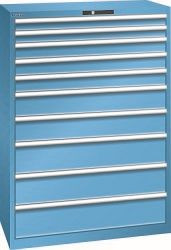 LISTA Schubladenschrank 54x27E (BxTxH) 1023x572x1450mm KEY Lock, Lichtblau, 10 Schubladen, Fronthöhe: 75 - 200mm, Tragkraft Schubladen: 75kg, 78.770.010