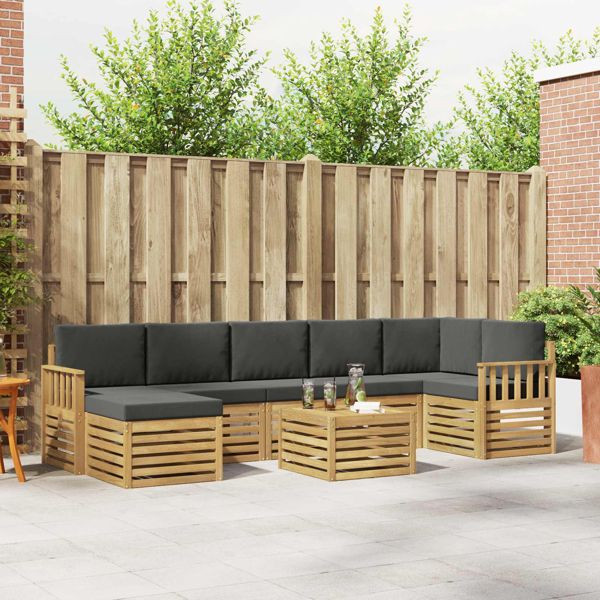 vidaXL Outdoor-Sofagarnitur 8-teilig Weiß und Anthrazit 59 x 59 x 37 cm, 3392227