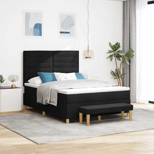 vidaXL Boxspringbett mit Matratze Schwarz 160 x 200 cm Stoff, 3344235