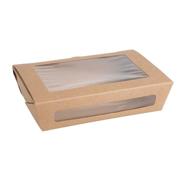 Fiesta Compostable kompostierbare Salatschüsseln mit PLA-Fenstern 1600ml (200 Stück), FB678