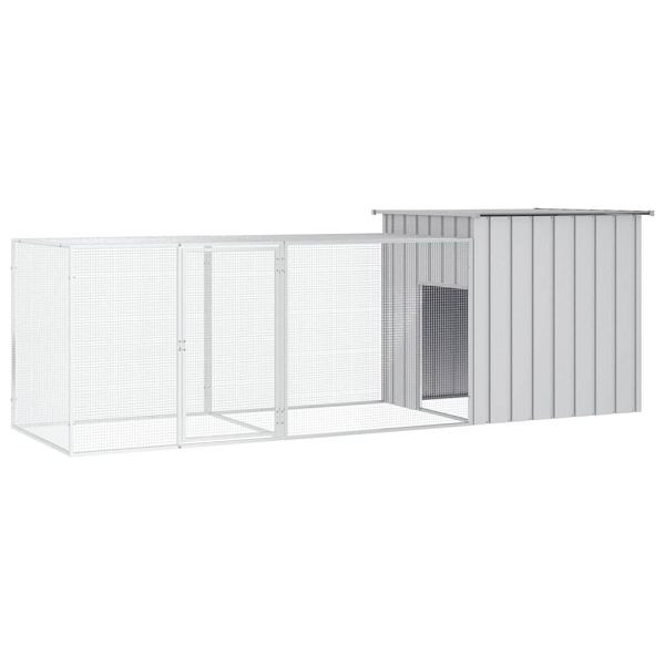 vidaXL Hühnerkäfig Grau 300x91x100 cm Verzinkter Stahl, 3106460