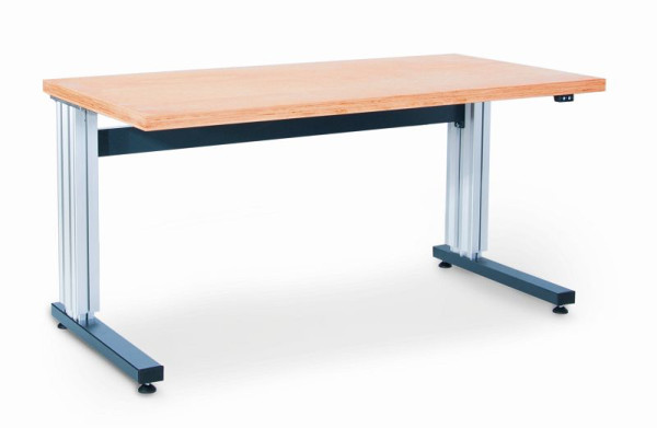 Simplaflex Höhenverstellbarer Arbeitstisch, Platte Buche Multiplex, B x T x H 1500 x 750 x 710-1110 mm, CLHV15754