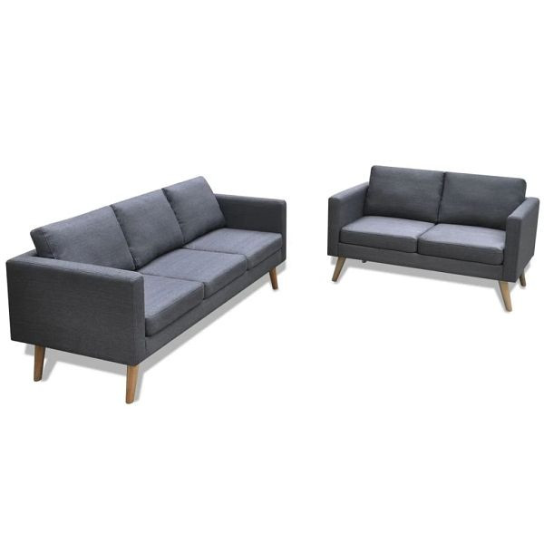vidaXL Sofa Set 2-Sitzer und 3-Sitzer Stoff Dunkelgrau, 272194