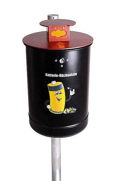 Renner Batteriesammler "Amperinchen" rund, geeignet für alle gängigen Batteriegrößen, automobil matt schwarz, 7501-00PB AMS