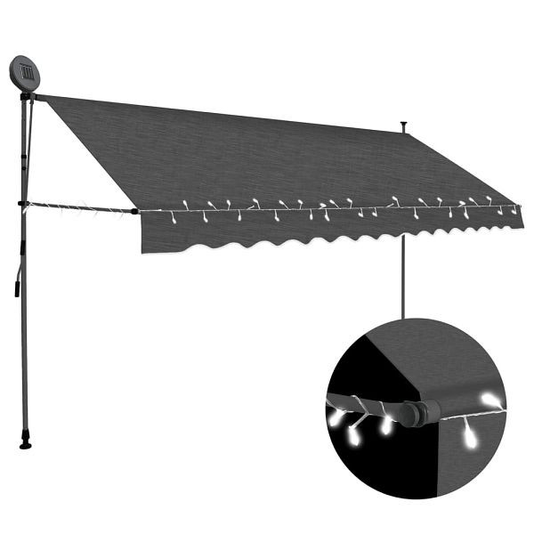 vidaXL Einziehbare Markise Handbetrieben mit LED 400 cm Anthrazit, 145868