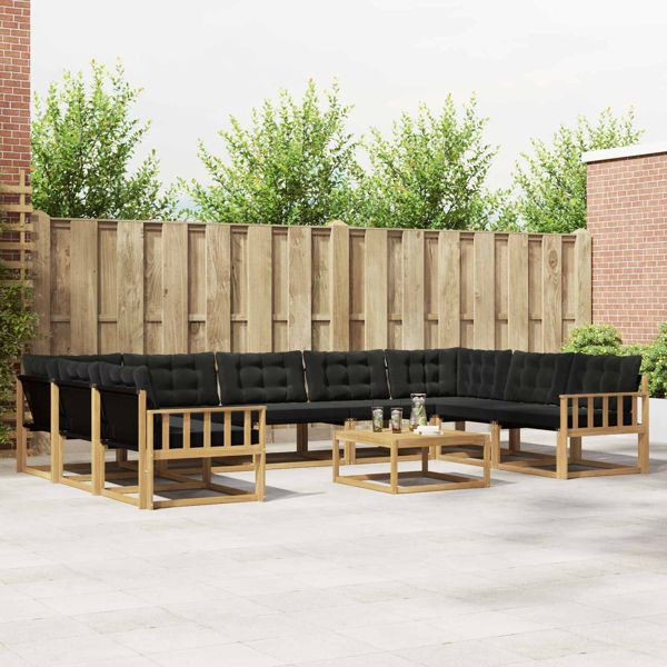 vidaXL Outdoor-Sofagarnitur mit Kissen 10-teilig Weiß und Schwarz, 3389090