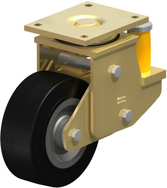 Blickle LSFE-SE 202K Stahlgeschweißte Schwerlast-Lenkrolle mit Polyurethanfeder, Elastik-Vollgummi, Schwarz, 604983