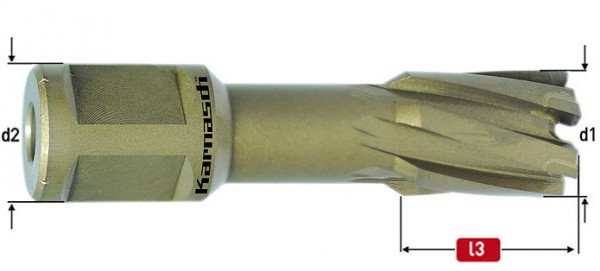 Karnasch Hartmetall-bestückter Kernbohrer, Weldonschaft 32 mm, Nutzlänge 40 mm, Hard-Line40 d=95mm, 201315095