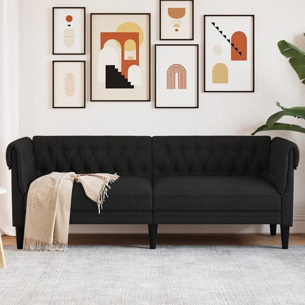 vidaXL Chesterfield-Sofa 3-Sitzer Schwarz Stoff, 372558