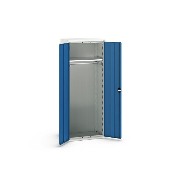 bott verso Flügeltürschrank, mit 1 Fachboden und 1 Kleiderstange, BxTxH: 800 x 550 x 2000 mm, Lichtgrau / Enzianblau, 16926459.11