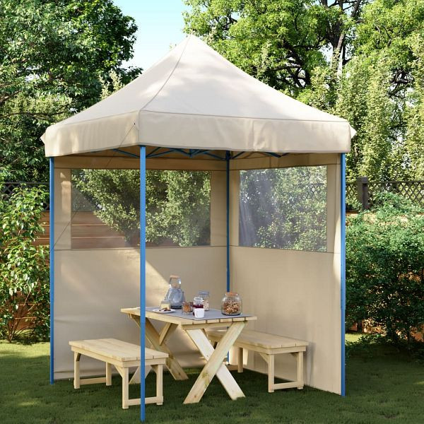 vidaXL Partyzelt Faltbar Pop-Up mit 2 Seitenteilen Beige, 4004991
