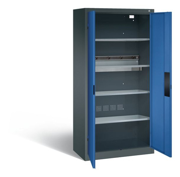C+P Akkuladeschrank Serie 89, H1950xB930xT500mm, Farbe: Anthrazitgrau / Enzianblau, Muldengriff, 8921-05E1 S10000